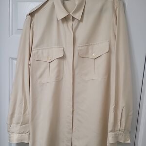 Diane Gilman ivory silk long sleeve Blouse